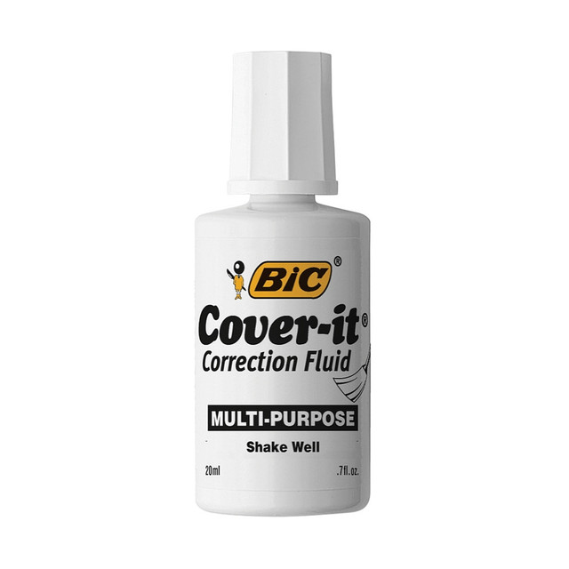 BIC CORP BIC WOC12WEDZ  Cover-It Correction Fluid, 20 mL, White, Pack Of 12