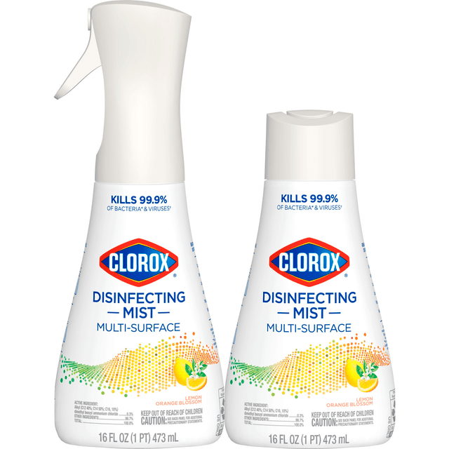 THE CLOROX COMPANY 044600602158 Clorox Disinfecting Mist Sanitizing And Antibacterial Disinfectant Spray, 16 Oz, Lemon And Orange Blossom THE CLOROX COMPANY 044600602158 Clorox Disinfecting Mist Sanitizing And Antibacterial Disinfectant Spray, 16 Oz, Lemon And Orange Blossom