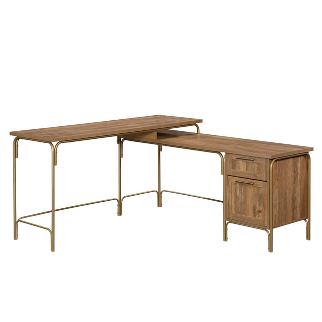 SAUDER WOODWORKING CO. 423742 Sauder Coral Cape 61inW L-Shaped Computer Desk, Sindoori Mango SAUDER WOODWORKING CO. 423742 Sauder Coral Cape 61inW L-Shaped Computer Desk, Sindoori Mango