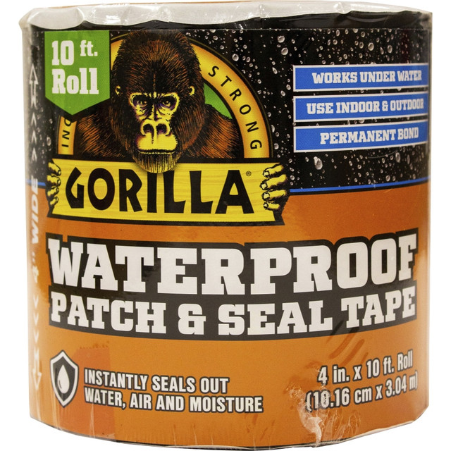 THE GORILLA GLUE COMPANY Gorilla 4612502  Waterproof Patch & Seal Tape - 10 ft Length x 4in Width - 1 Each - Black