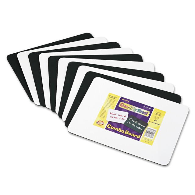 PACON CORPORATION 988310 Chenille Kraft Combo Non-Magnetic Melamine Dry-Erase Whiteboard/Chalk Boards, 12in x 9in, Black/White, Pack Of 10 PACON CORPORATION 988310 Chenille Kraft Combo Non-Magnetic Melamine Dry-Erase Whiteboard/Chalk Boards, 12in x 9in, Black/White, Pack Of 10
