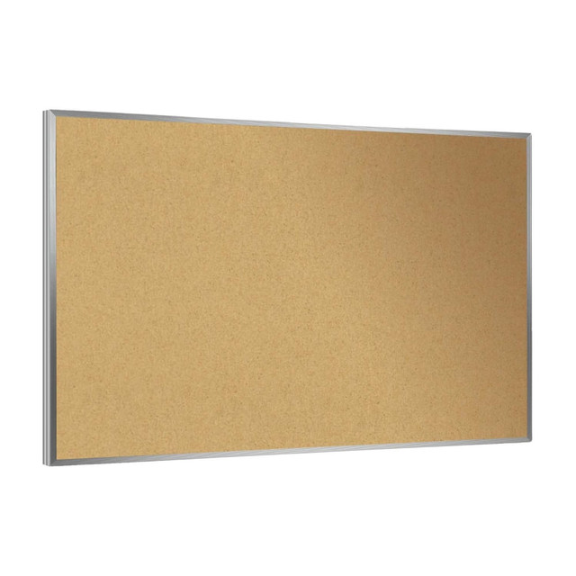 GHENT MANUFACTURING INC. Ghent CPA33672K  3-Door Enclosed Cork Bulletin Board With Concealed Lighting, Natural, 36in x 72in, Satin Aluminum Frame