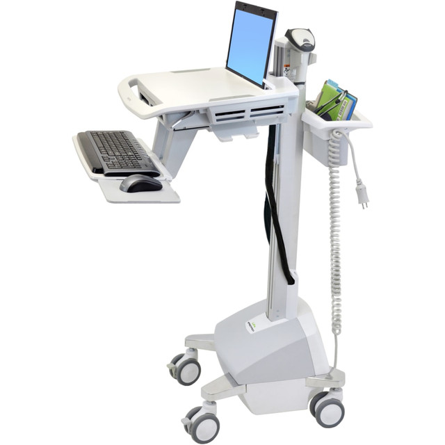 ERGOTRON SV42-6102-1  StyleView EMR Laptop Cart, LiFe Powered - 20 lb Capacity - 4 Casters - Aluminum, Plastic, Zinc Plated Steel - 18.3in Width x 50.5in Height - White, Gray, Polished Aluminum