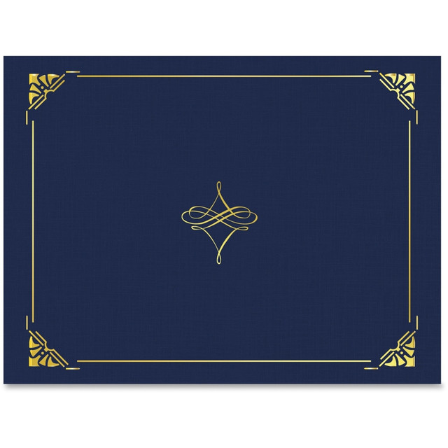 <p>Certificate holder with a gold foil border provides a simple way to present letter-size certificates or documents. Sturdy construction features a linen-finish texture for a luxurious look and feel. Die-cut slots allow you to easily insert or remove items to prevent damaging certificates. Versatile design can be used for either horizontal or vertical display.</p>