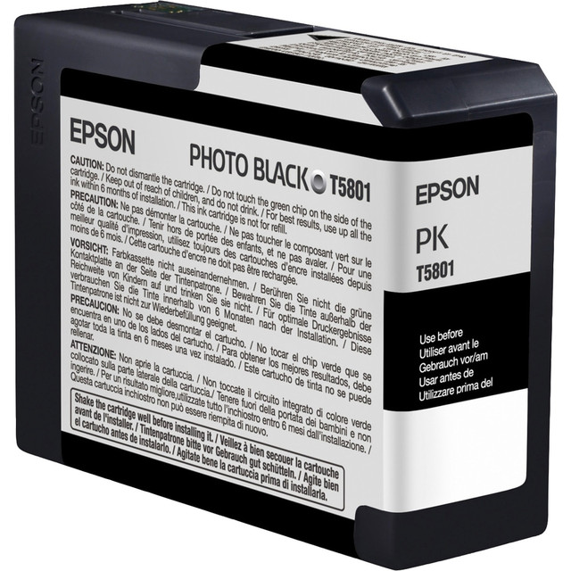 Compatible Epson models: Stylus Pro:  3800,  3800 Professional,  3880,  3880 Signature Worthy Edition.  .    Outperforms lesser ink technologies  UltraChrome K3 ink for quality color fidelity  Breakthrough pigment ink technology for professional quality  For use in Epson Stylus Pro 3800 and 3880  Epson Ultrachrome K3 ink can produce archival prints with amazing color fidelity, gloss level and scratch- and water-resistance. Innovative pigment ink technology also makes it a great choice for professional neutral and toned black/white prints with higher density levels.  Cartridge contains 80mL ink.  Recycling solution - designed to encourage recycling, helping you divert materials from landfill.