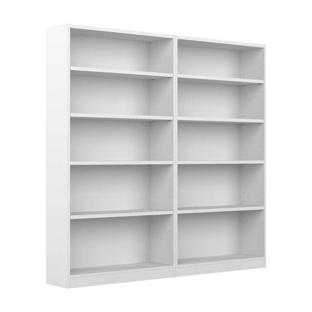 BUSH INDUSTRIES INC. UB003PW Bush Furniture Universal 72inH 5-Shelf Bookcases, White, Set Of 2 Bookcases, Standard Delivery BUSH INDUSTRIES INC. UB003PW Bush Furniture Universal 72inH 5-Shelf Bookcases, White, Set Of 2 Bookcases, Standard Delivery