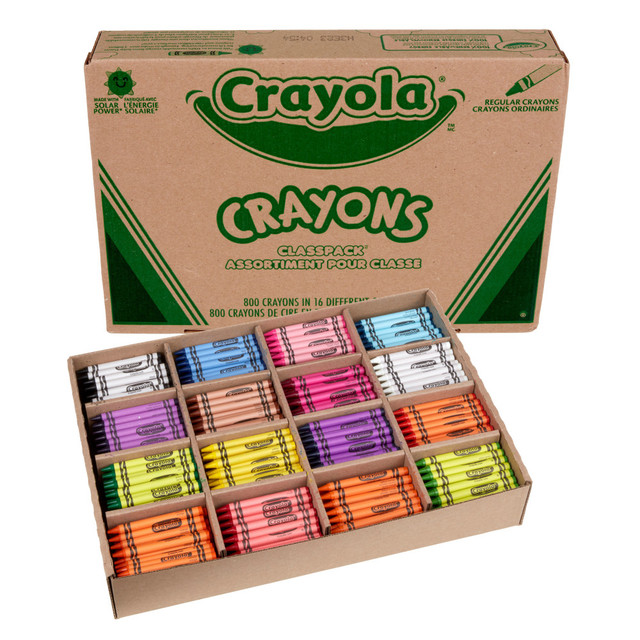 CRAYOLA LLC 52-8016 Crayola Classpack Standard Crayons, 16 Assorted Colors, Pack Of 800 Crayons