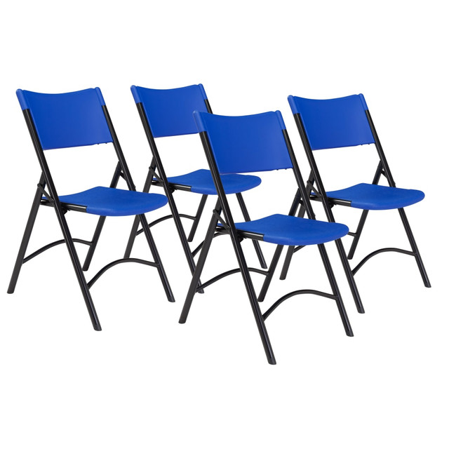 NATIONAL PUBLIC SEATING CORP National Public Seating 604  Series 600 Folding Chairs, Blue/Black, Pack Of 4 Chairs