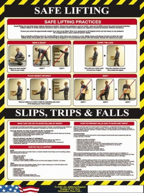 AccuformNMC PST010 18" Wide x 24" High Laminated Paper Back Lifting Information Poster