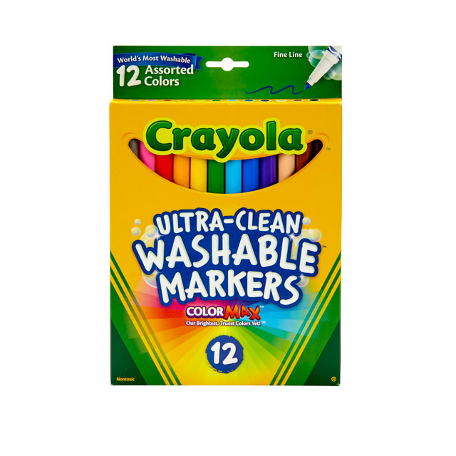 CRAYOLA LLC 58-7813 Crayola Washable Markers, Thin Line, Assorted Classic Colors, Box Of 12 CRAYOLA LLC 58-7813 Crayola Washable Markers, Thin Line, Assorted Classic Colors, Box Of 12
