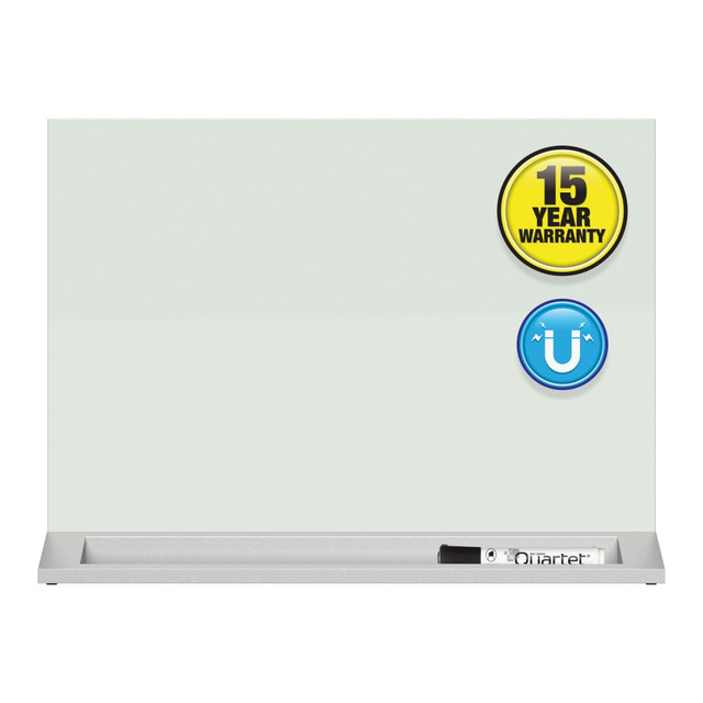 ACCO BRANDS USA, LLC QRTGDP1723W Quartet Desktop Magnetic Tempered Glass Unframed Dry-Erase Whiteboard, 17in x 23in, White