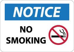 AccuformNMC Accident Prevention Sign: Rectangle, "Notice, No Smoking" N314AB