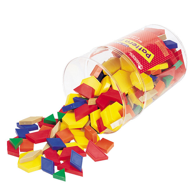 Kids can build and explore math concepts with these colorful blocks. Each block is thick enough to stand on its own, so creating 3-D patterns is easy.  Blocks encourage hands-on learning.  Plastic construction is sturdy and strong.  Helps introduce patterns, symmetry, linear and area measurement, fractions and problem solving.  1 cm blocks stand up to support 3-D pattern creation.  Includes 250 blocks in 6 shapes and 6 colors.  Includes a teaching guide.  A great way to introduce basic math concepts in kindergarten to grade 8.