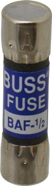 Cooper Bussmann BAF-1/2 Cartridge Fast-Acting Fuse: 0.5 A, 10.3 mm Dia