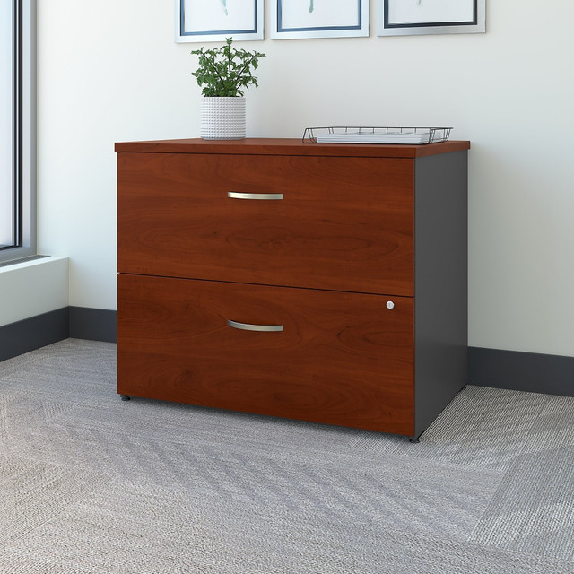 BUSH INDUSTRIES INC. WC24454C Bush Business Furniture Components 35-2/3inW x 23-3/10inD Lateral 2-Drawer File Cabinet, Hansen Cherry/Graphite Gray, Standard Delivery BUSH INDUSTRIES INC. WC24454C Bush Business Furniture Components 35-2/3inW x 23-3/10inD Lateral 2-Drawer File Cabinet, Hansen Cherry/Graphite Gray, Standard Delivery