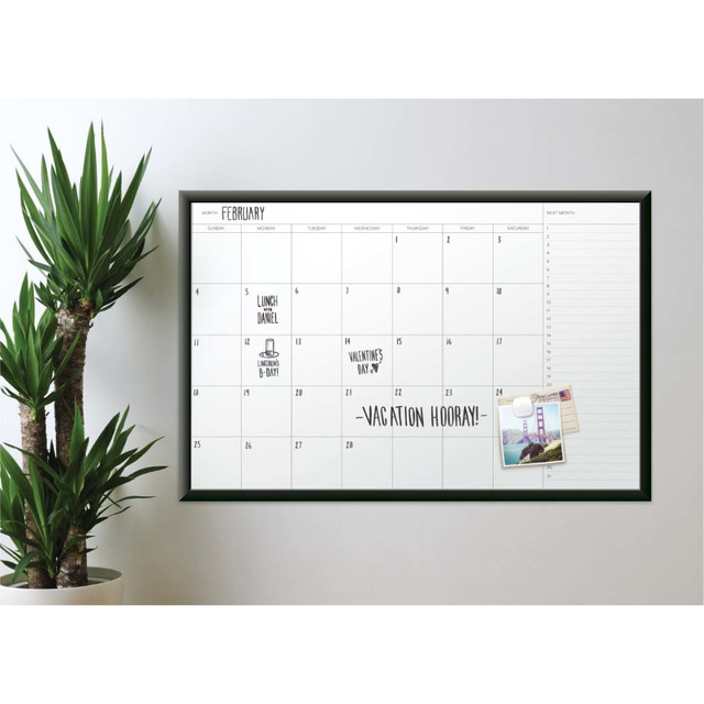 UBRANDS, LLC U Brands 2900U00-01  Magnetic Dry Erase Monthly Calendar Board, 47in X 35in, Black Aluminum Frame