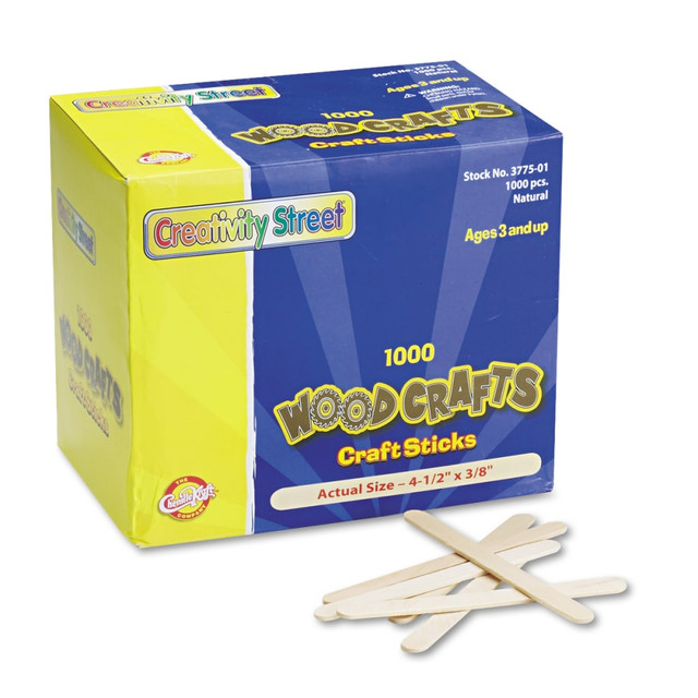 PACON CORPORATION 377501 Creativity Street Craft Sticks, 4 1/2in x 3/8in, Natural Wood, Pack Of 1,000 PACON CORPORATION 377501 Creativity Street Craft Sticks, 4 1/2in x 3/8in, Natural Wood, Pack Of 1,000