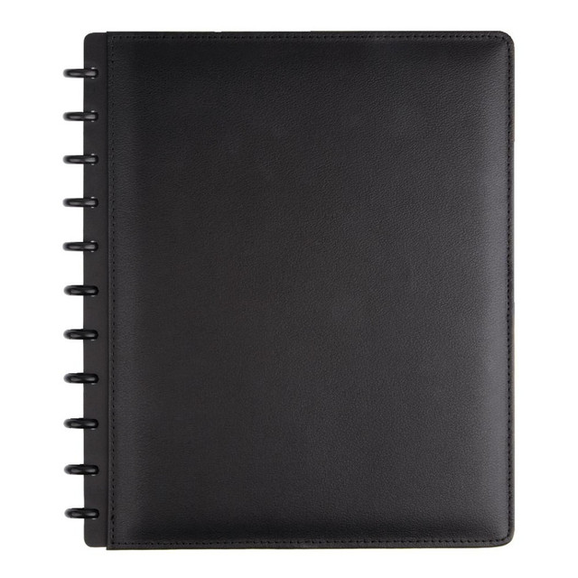 OFFICE DEPOT ODLTNBK-PU-BK TUL Discbound Notebook With Leather Cover, Letter Size, Narrow Ruled, 60 Sheets, Black