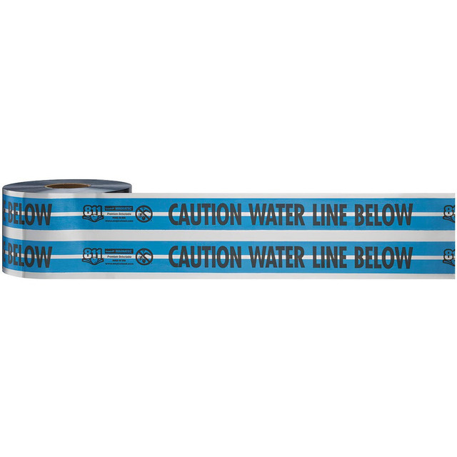 Empire Level 31-024 Underground Utility Marking Tape; Tape Type: Detectable ; APWA Color Meaning: Sewers & Drain Lines ; Legend Color: Blue ; Legend: CAUTION WATER LINE BELOW ; Roll Width: 6in ; Roll Length (Feet): 1000.00