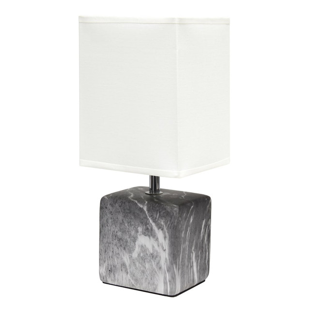 ALL THE RAGES INC LT2071-BAW Simple Designs Petite Marbled Ceramic Table Lamp, 11-13/16inH, Black Base/White Shade