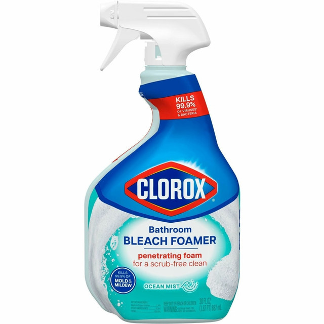 THE CLOROX COMPANY 30614 Clorox Disinfecting Bathroom Foamer with Bleach - For Bathroom - 30 fl oz (0.9 quart) - Disinfectant - Clear - 1 Each THE CLOROX COMPANY 30614 Clorox Disinfecting Bathroom Foamer with Bleach - For Bathroom - 30 fl oz (0.9 quart) - Disinfectant - Clear - 1 Each