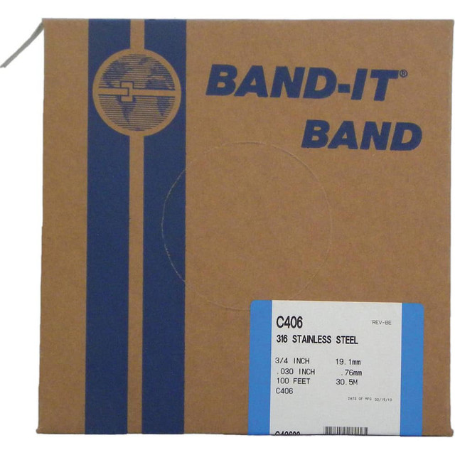 Band-It C40699 Band Clamps; Clamp Type: Banding ; Material: Stainless Steel ; Number of Pieces: 1 ; Material Grade: 316 ; Includes: 100/Roll ; System Of Measurement: Decimal Inch