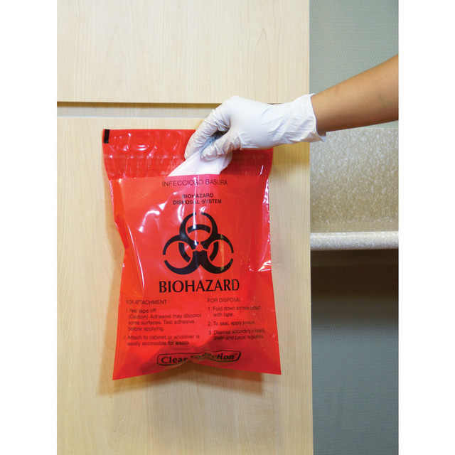 CARETEK, INC. CTRB042214 Unimed Stick-On Biohazard Infectious Waste Bags, 2.6 Quarts, Red, Box Of 100 CARETEK, INC. CTRB042214 Unimed Stick-On Biohazard Infectious Waste Bags, 2.6 Quarts, Red, Box Of 100