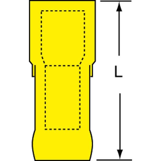 3M 7010319502 Wire Disconnect: Female, Yellow, Nylon, 12-10 AWG, 1/4" Tab Width