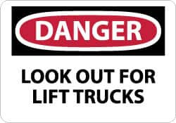 AccuformNMC Accident Prevention Sign: Rectangle, "Danger, LOOK OUT FOR LIFT TRUCKS" D581RB