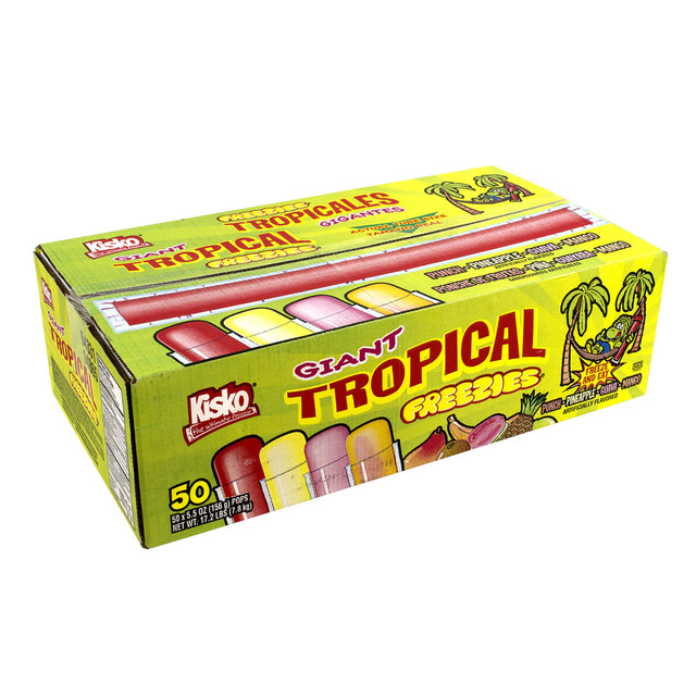 KISKO PRODUCTS 643865 Kisko Freezies Freeze Pops, Giant Tropical, 5.5 Oz, Box Of 50, Assorted KISKO PRODUCTS 643865 Kisko Freezies Freeze Pops, Giant Tropical, 5.5 Oz, Box Of 50, Assorted