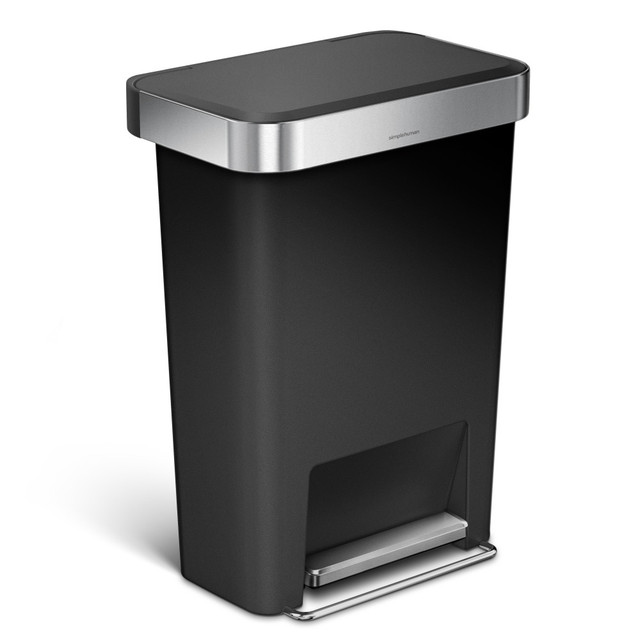 SIMPLEHUMAN LLC CW1385 simplehuman Rectangular Step Can With Liner Pocket, 12 Gallons, Black