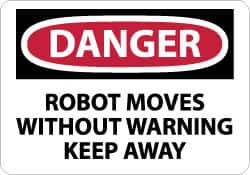 AccuformNMC Accident Prevention Sign: Rectangle, "Danger, ROBOT MOVES WITHOUT WARNING KEEP AWAY" D606RB