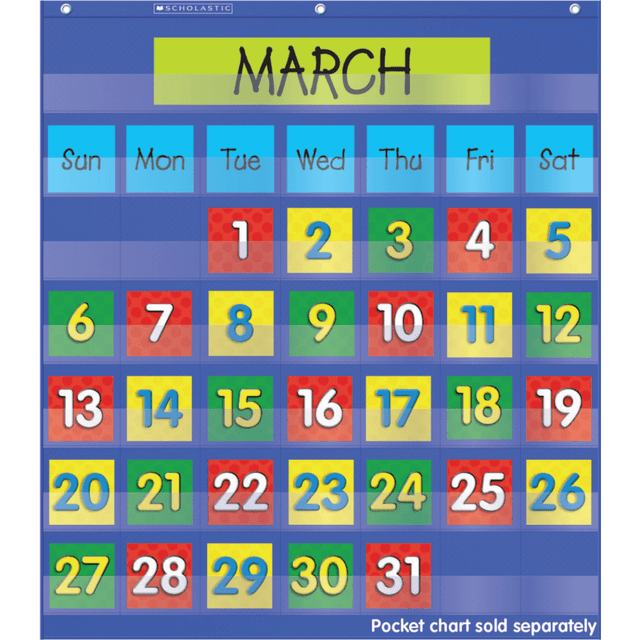 SCHOLASTIC INC 9780545301794 Scholastic Teacher Resources Pocket Chart, Calendar Date Cards Add-On, 3in x 3in, Multicolor, Kindergarten to Grade 5 SCHOLASTIC INC 9780545301794 Scholastic Teacher Resources Pocket Chart, Calendar Date Cards Add-On, 3in x 3in, Multicolor, Kindergarten to Grade 5