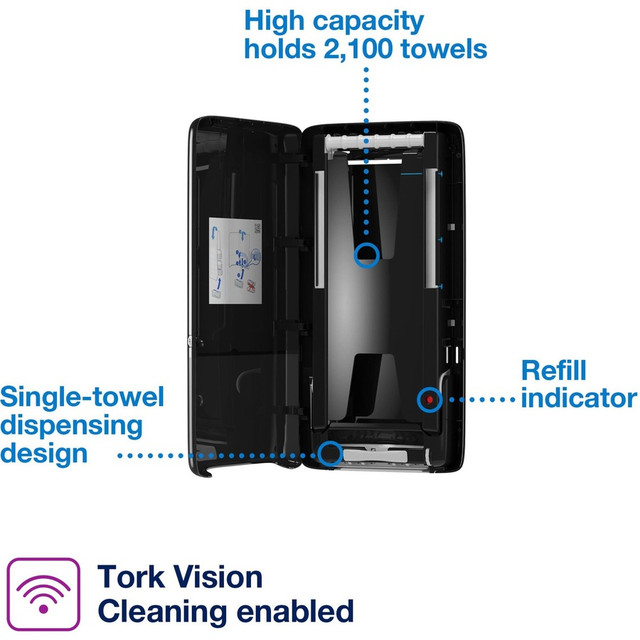 Essity Hygiene and Health AB TORK 552528 Tork PeakServe® Continuous™ Paper Hand Towel Dispenser Black H5 Essity Hygiene and Health AB TORK 552528 Tork PeakServe® Continuous™ Paper Hand Towel Dispenser Black H5