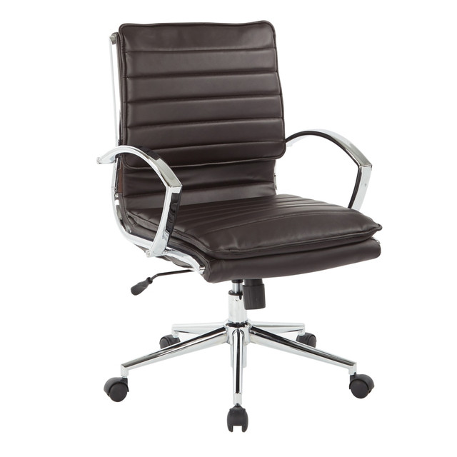 OFFICE STAR PRODUCTS SPX23591C-U1 Office Star Pro-Line II SPX Bonded Leather Mid-Back Chair, Espresso/Chrome