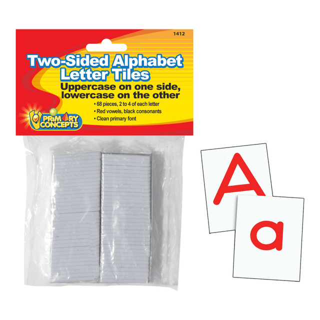 PRIMARY CONCEPTS, INC. Primary Concepts PC-1412  2-Sided Alphabet Letter Tiles, Grades Pre-K To 3, Pack Of 68 Tiles