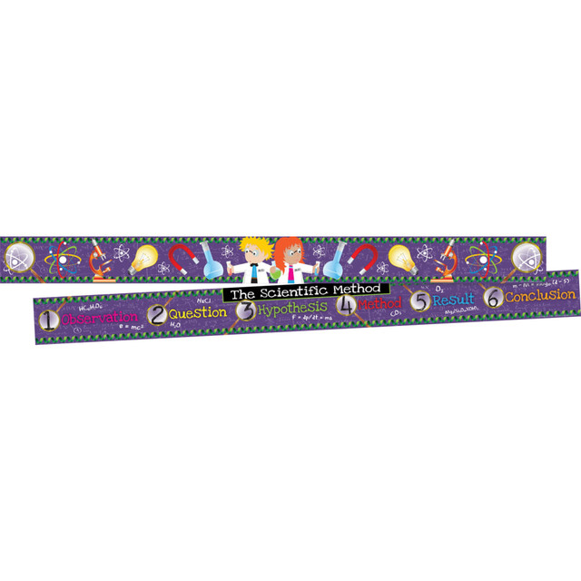 Make the classroom more fun with cool, creative 2-sided border strips. The colorful theme sets the tone for your classroom.  Frame your bulletin boards to help draw attention to upcoming events, due dates and assignments. Can also be used around a door frame, cubicle or childs bedroom.  Double-sided with fun designs on each side.  Includes twelve 3in x 35in strips for a total of 35ft of borders.  A great classroom decorating choice for most ages. Appropriate for students groups from pre-K to college.