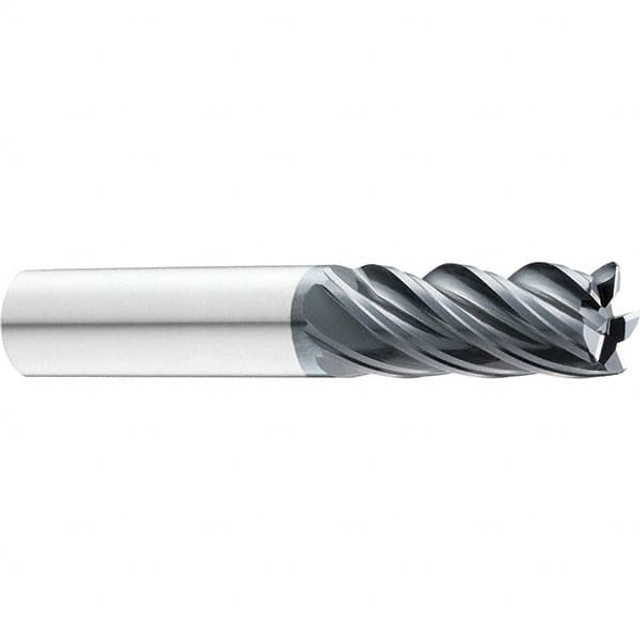 SGS 38502 Square End Mill:  0.2500" Dia, 0.375" LOC, 0.25" Shank Dia, 2.5" OAL, 5 Flutes, Solid Carbide