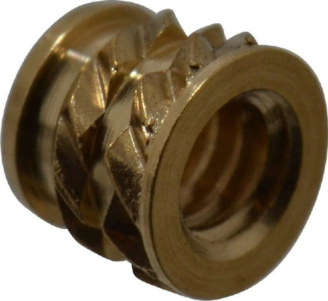 E-Z LOK TH-002-SV #2-56, 0.118" Small to 0.123" Large End Hole Diam, Brass Single Vane Tapered Hole Threaded Insert