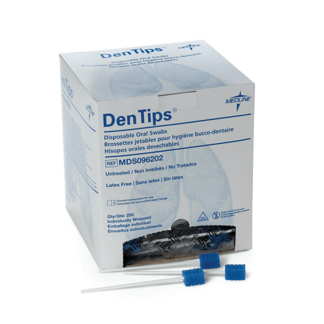 MEDLINE INDUSTRIES, INC. MDS096202Z Medline DenTips Oral Swabsticks, Untreated, Blue, Box Of 250