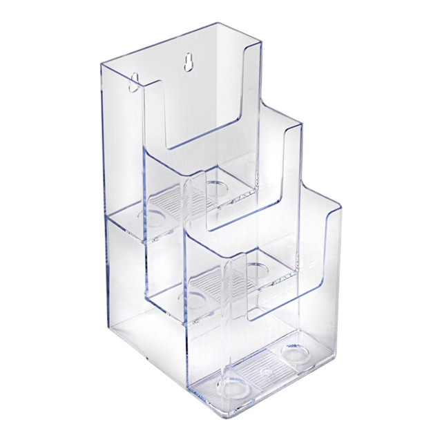 AZAR DISPLAYS 252033  3-Tier 3-Pocket Acrylic Trifold Brochure Holders, 9inH x 4-1/4inW x 5-1/4inD, Clear, Pack Of 2 Holders