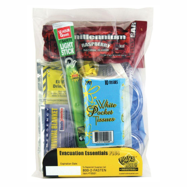 READY AMERICA 70502 QuakeHOLD! 10-Piece Evacuation Essentials Emergency Kits, Case Of 6 Kits