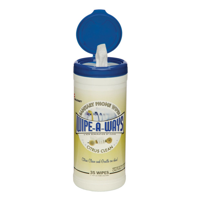 NATIONAL INDUSTRIES FOR THE BLIND 4541139 SKILCRAFT Sanitary Phone Wipes, Citrus Scent, Canister of 35 (AbilityOne 7930-01-454-1139) NATIONAL INDUSTRIES FOR THE BLIND 4541139 SKILCRAFT Sanitary Phone Wipes, Citrus Scent, Canister of 35 (AbilityOne 7930-01-454-1139)