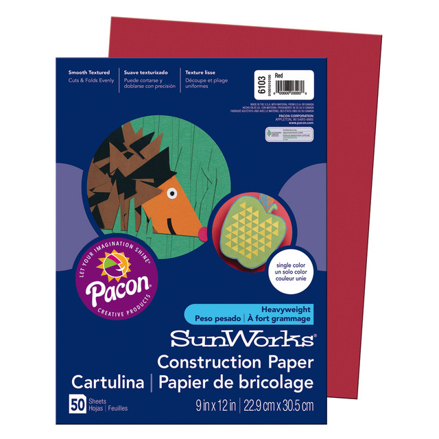 PACON CORPORATION 6103 Prang Construction Paper, 9in x 12in, Red, Pack Of 50