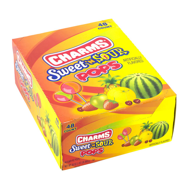 CHARMS COMPANY 209-00128 Charms Lollipops, Sweet And Sour Flat Pop, Pack Of 48