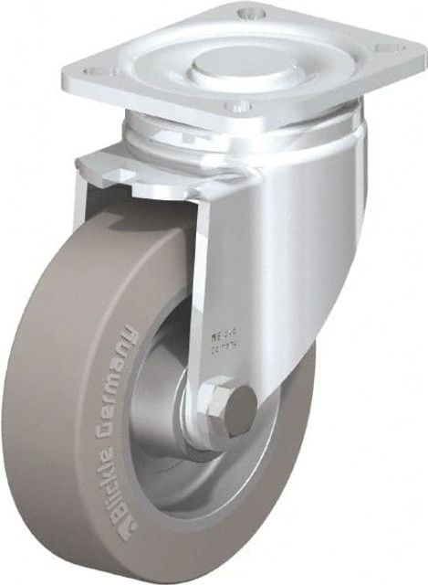 Blickle 321083 Swivel Top Plate Caster: Solid Rubber, 5" Wheel Dia, 1-9/16" Wheel Width, 550 lb Capacity, 6-1/2" OAH