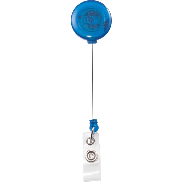 ADVANTUS CORP. Advantus 75472  Translucent Retractable ID Card Reel With Snaps, Translucent Blue/Clear, Pack Of 12