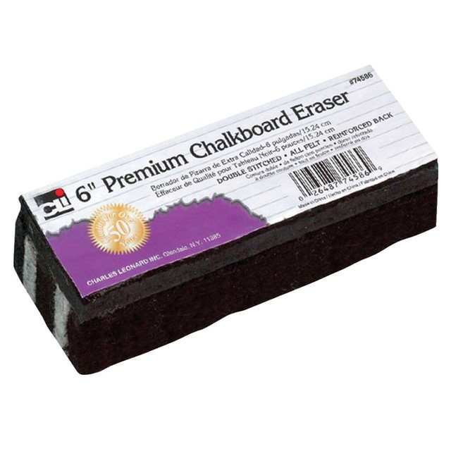 BAUMGARTENS CHL74586BN Charles Leonard Premium Chalkboard Eraser, 6in x 2in, Black, Pack Of 12 BAUMGARTENS CHL74586BN Charles Leonard Premium Chalkboard Eraser, 6in x 2in, Black, Pack Of 12