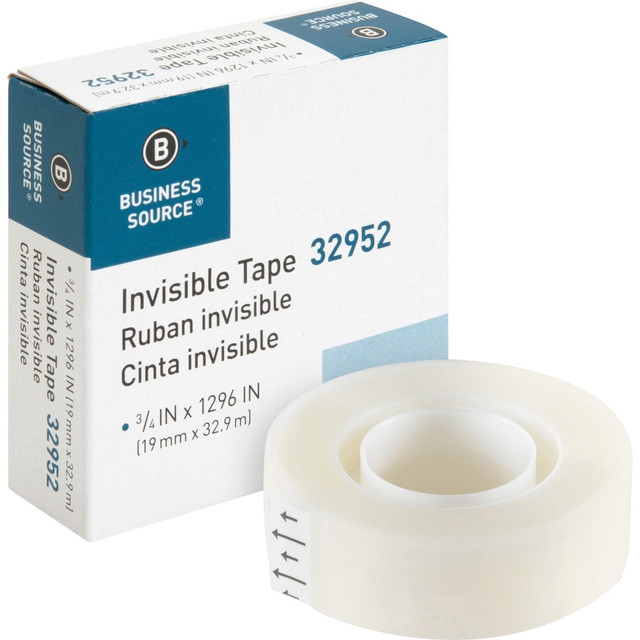SP RICHARDS 32952 Business Source Invisible Tape Dispenser Refill Roll - 0.75in Width x 36 yd Length - 1in Core - Writable Surface, Acid-free, Photo-safe - 1 Roll - Clear SP RICHARDS 32952 Business Source Invisible Tape Dispenser Refill Roll - 0.75in Width x 36 yd Length - 1in Core - Writable Surface, Acid-free, Photo-safe - 1 Roll - Clear