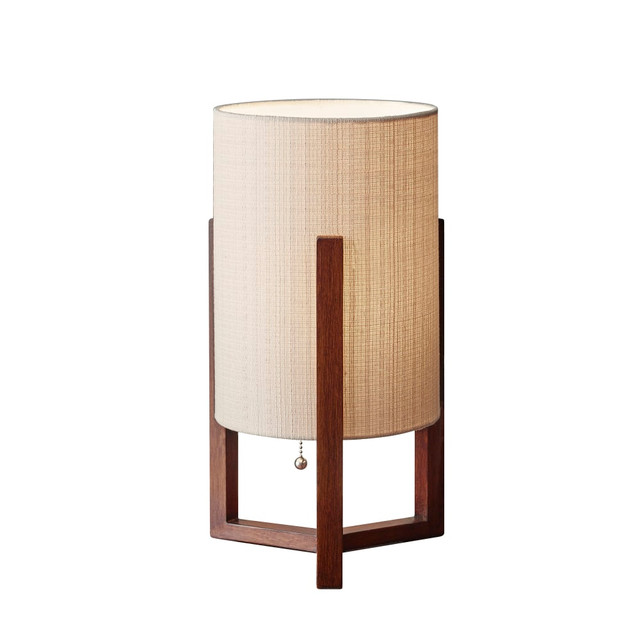 ADESSO INC 1502-15 Adesso Quinn Table Lantern, 17inH, Natural Shade/Walnut Birch Base